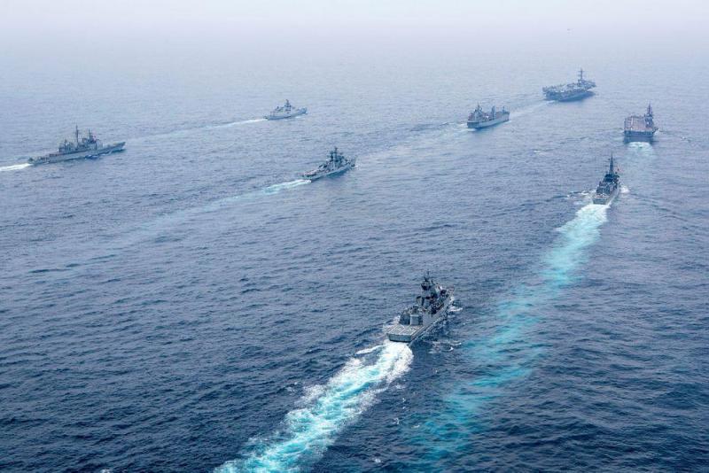 The United States, Japan, India, and Australia sent warships and planes to participate, and Australia held its first joint "Malabar" military exercise | Japan | First