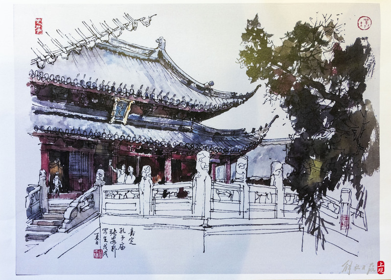 There's always not enough painting. Here are his memories of youth. At the age of 804, the Confucius Temple in Jiading began a major renovation, and Zhang Anpu