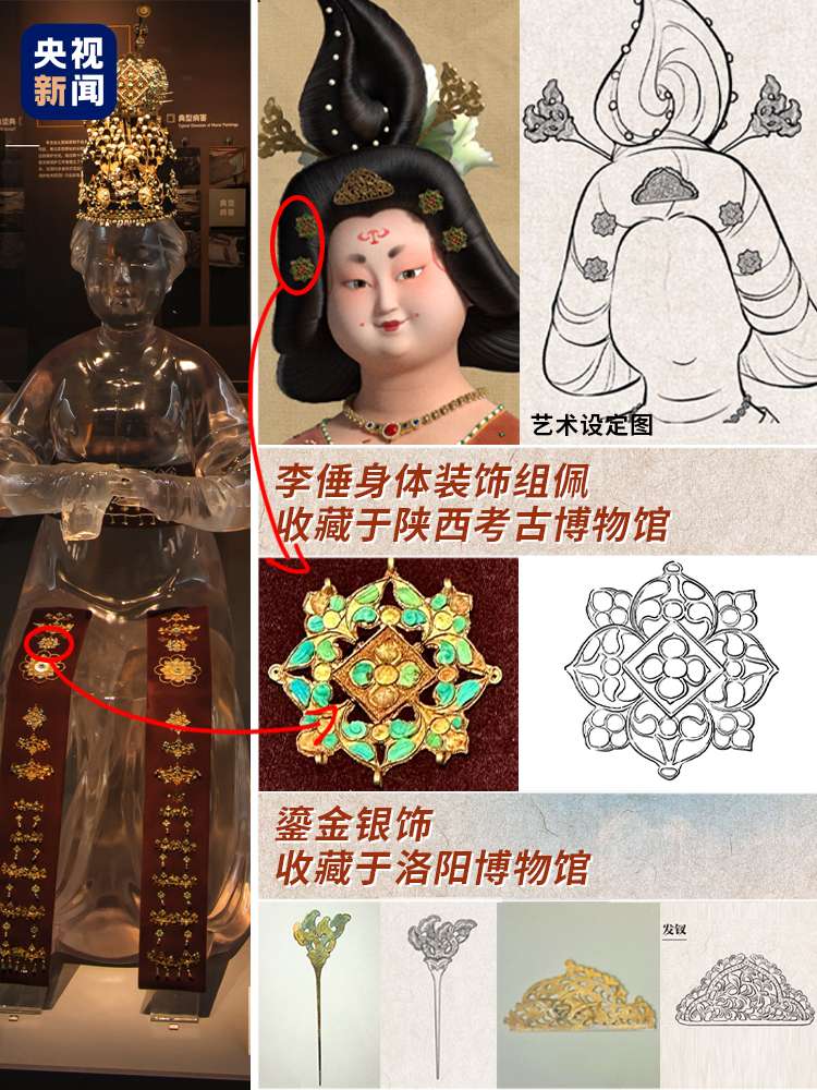 "Chang'an 30000 Miles" also has these "Easter eggs", such as the necklace of Princess Yuzhen and the hairstyle of a Yangzhou singer... In addition to poetry, Gao Shi | floral decorations | unearthed | Yuzhen | cultural relics | Li Bai | movies | Princess