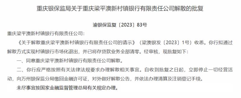 这家银行解散！已全部清零、停止一切经营活动机构|我国|活动