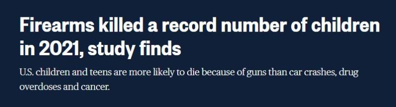 Next year, the number of deaths may be even higher. In 2021, the number of gun related deaths among children in the United States reached a new high. Experts say that due to the lack of gun laws, teenagers | firearms | are missing