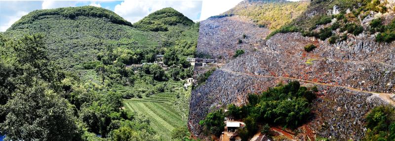 国道之行从雪山奔向大海丨现代版“愚公移山”：生命与石头的搏击左图|照片|生命