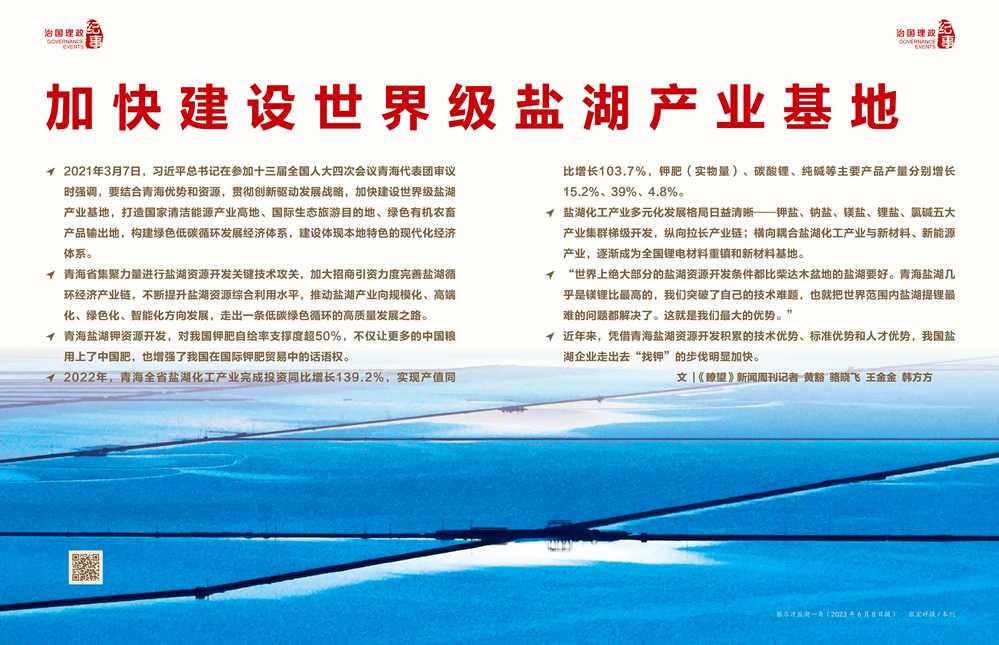 Outlook · Chronicles of Governance | Accelerating the Construction of a world-class Salt Lake Industrial Base Qinghai | Salt Lake | Industrial Base