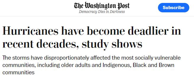 World Theory: US Media Exposes Disadvantaged and Poor Communities in American History as More Fatal When Faced with Extreme Weather | Storms | Communities