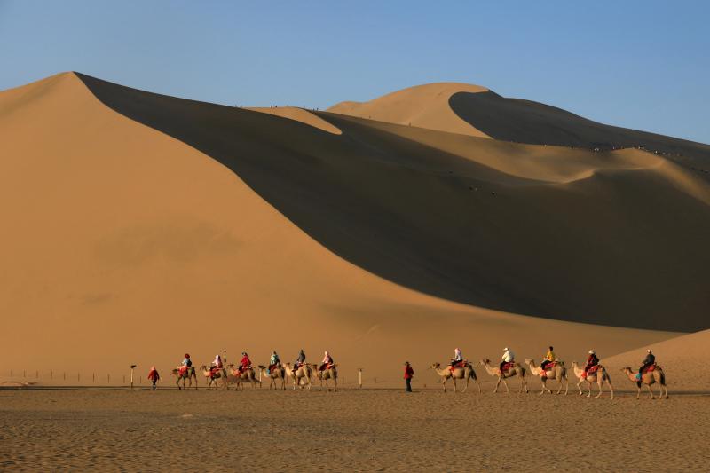 Enjoy the holiday time. June 24th | Mingsha Mountain Crescent Spring in Dunhuang City, Gansu Province | Holiday