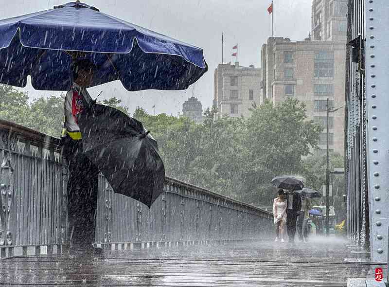 申城遭遇短时大暴雨,风雨雷电齐聚暴雨