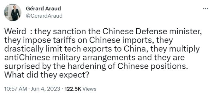 What exactly does the United States want?, Former French Ambassador to the United States tweets: How to treat Chinese Defense Minister | China | United States