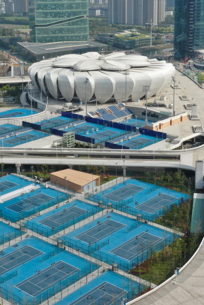 太炫酷！卫星带你“打卡”杭州亚运会场馆特色|杭州奥体中心场馆群。将作为杭州亚运会|场馆