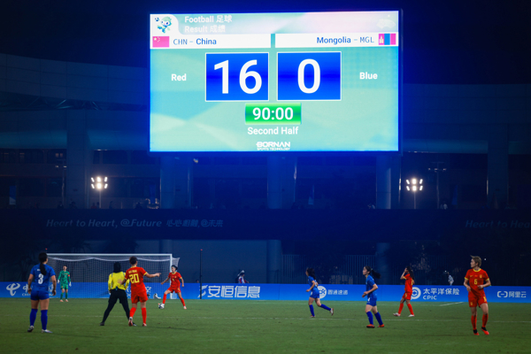 Still a "true profession", the big score is "not talking about martial arts". Observation: Chinese women's football team defeated Mongolia team 16-0 fiercely