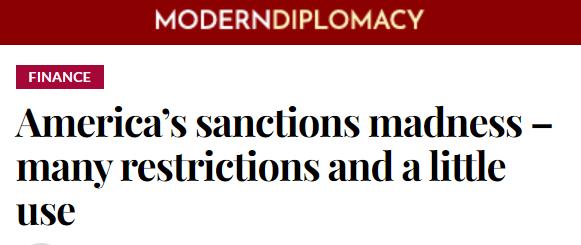 Increasing global risks! European media: Sanctions have become a "universal tool" for the United States. Sanctioned countries and their people are deeply affected by them. Order | Countries | United States